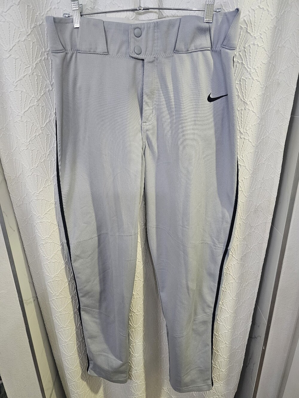 Men's Medium Gray w/Black Piping Baseball Pants By Nike--No Known Flaws